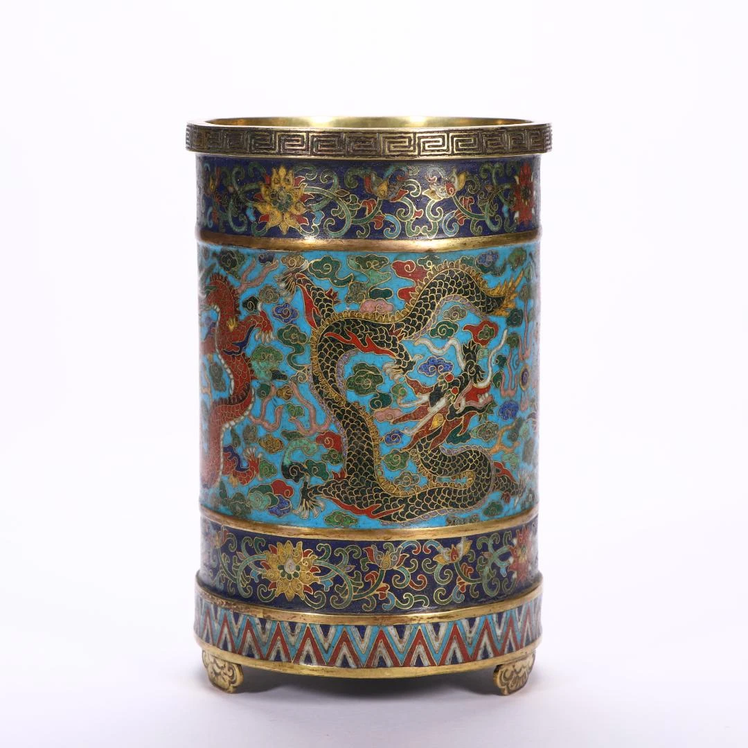 250421008/博古通今/集古藏今/清-景泰蓝龙纹笔筒/老金属器