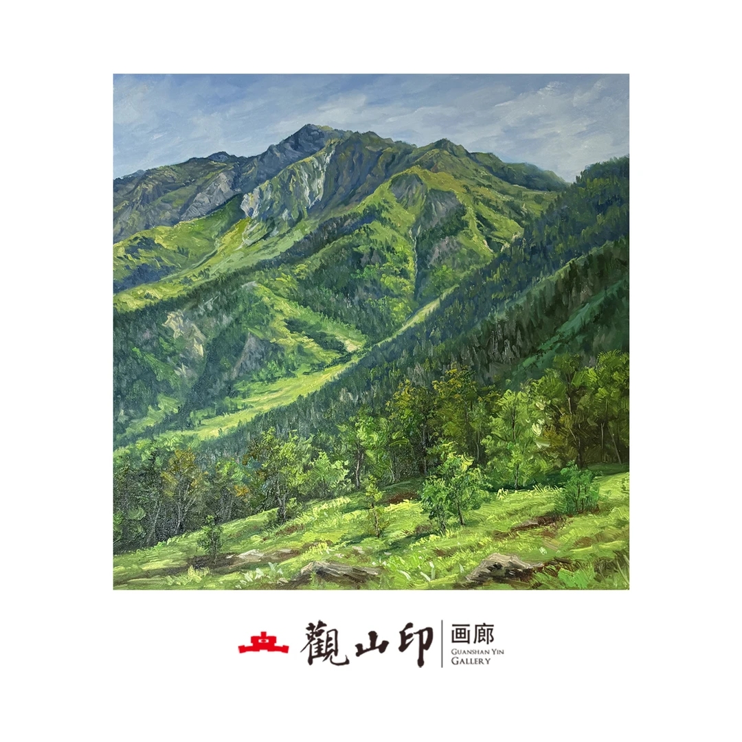 H原创手绘风景油画50x50cm丛林作品1227
