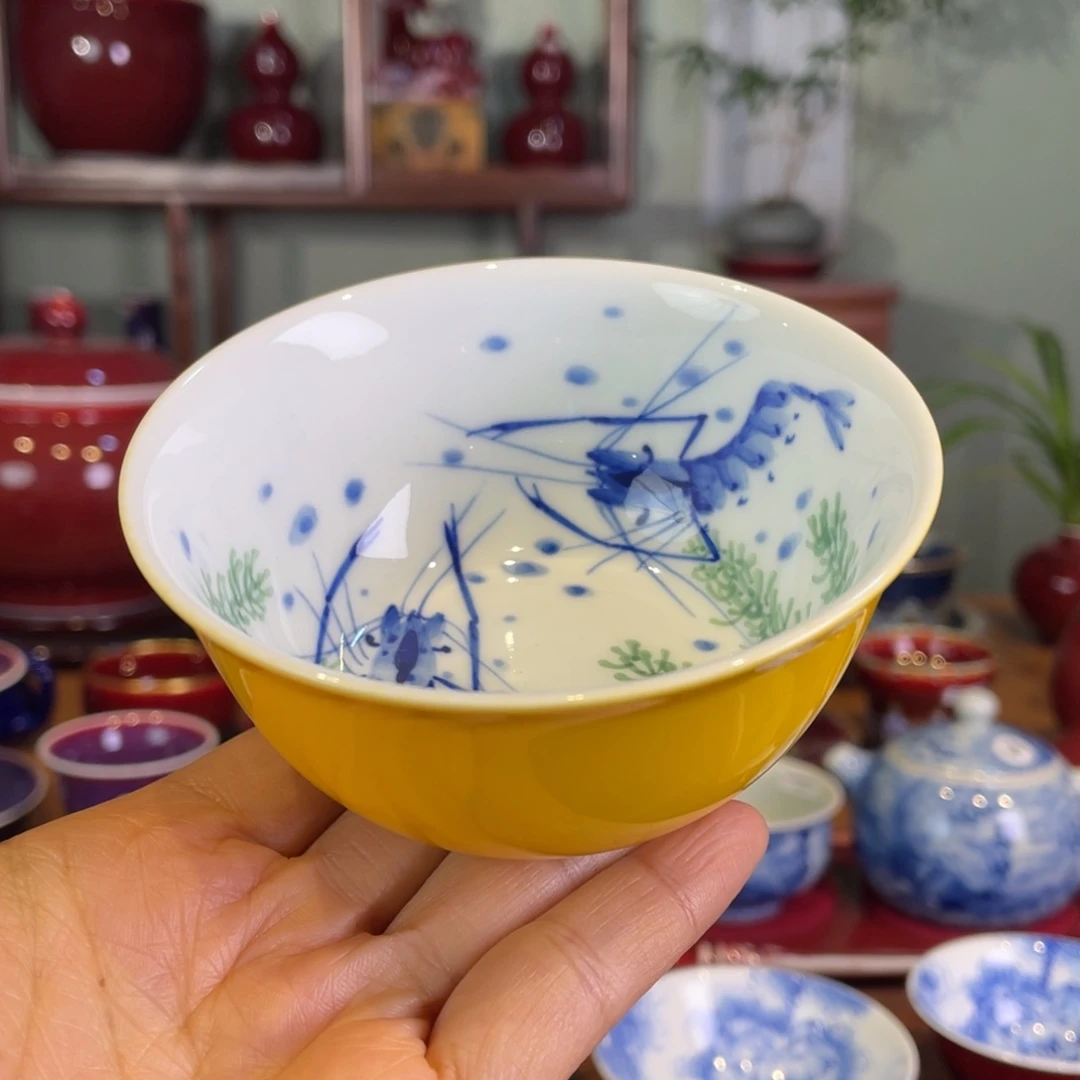 墨***辰清欢雅玩原矿帝王黄内绘杯