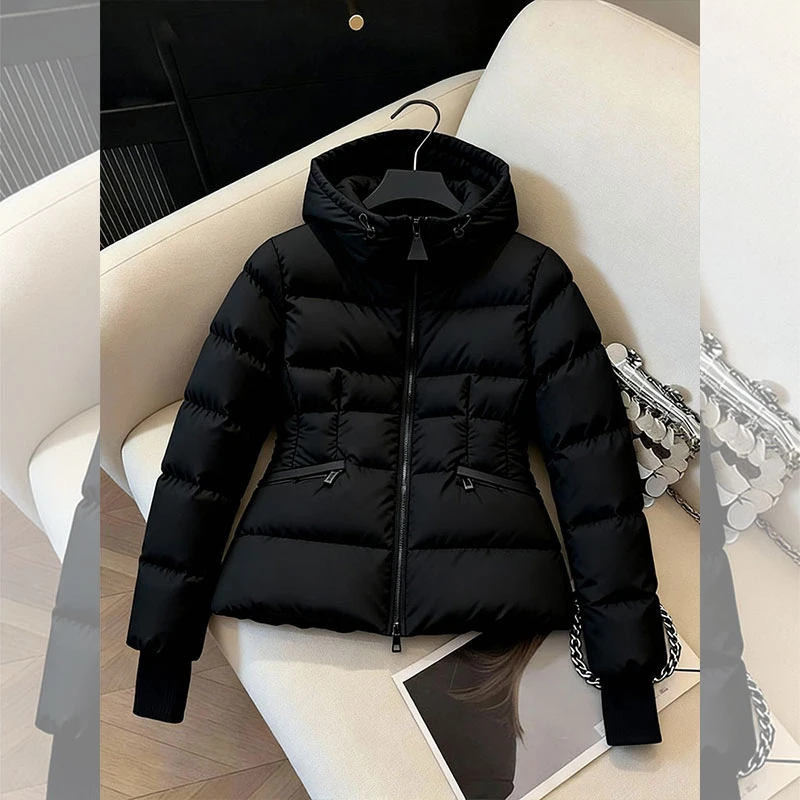 冬季新款保暖厚款棉服女百搭设计感收腰棉衣气质百搭减龄连帽外套