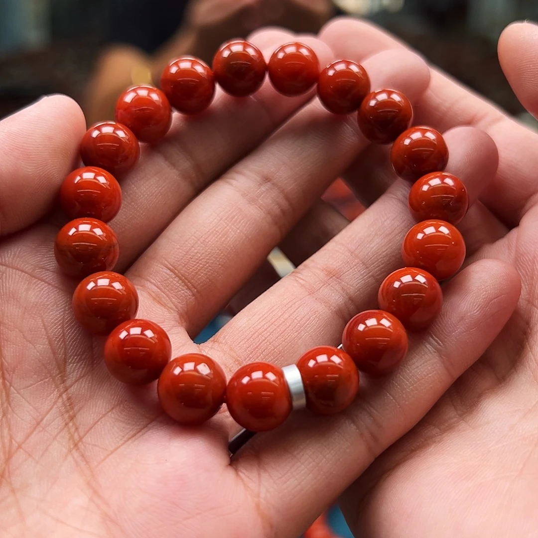 南红玛瑙未镶嵌手串瓦西南红火焰纹10