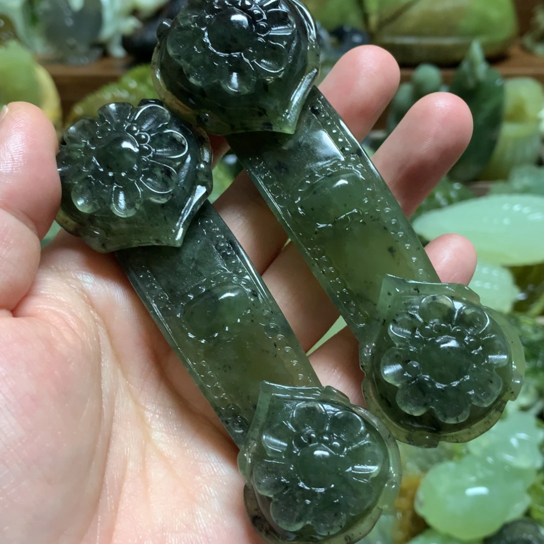 穿***期岫玉未镶嵌手把手把