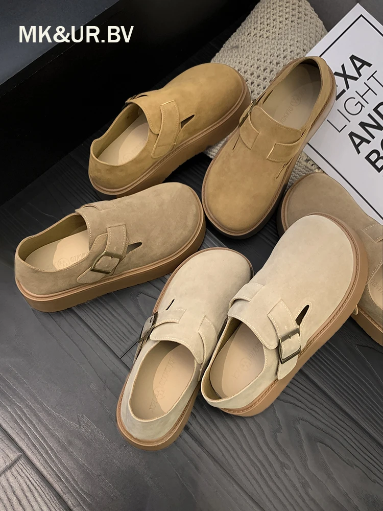 MK&UR.BV新款秋冬全包勃肯女鞋增高厚底单鞋百搭鞋子阔腿裤必备鞋