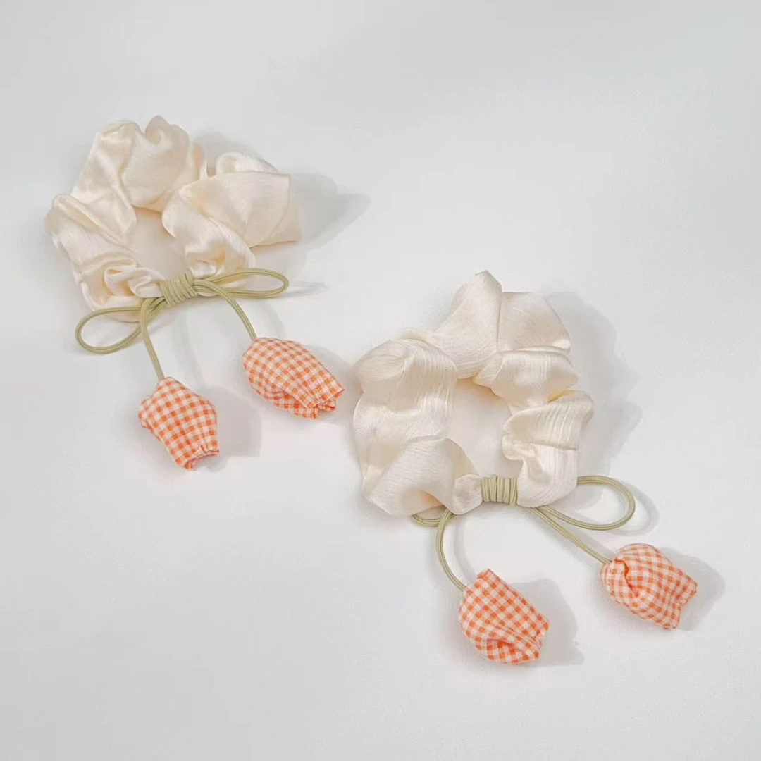 西红饰TOMATO韩国东大门褶皱蝴蝶结郁金香高弹发圈