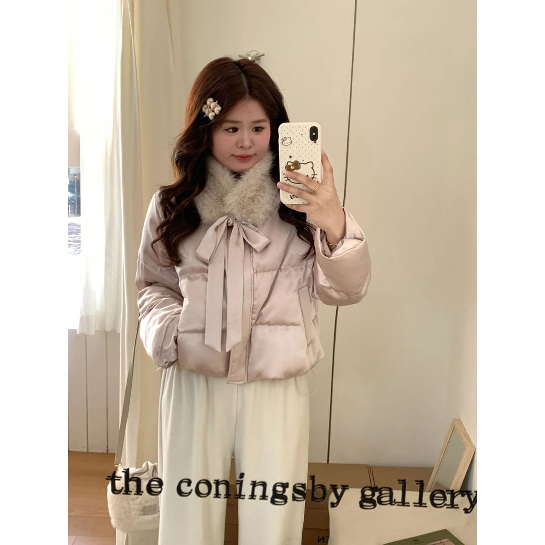 【乖乖女】大头婷微胖定制优雅温暖90白鸭绒羽绒服毛领可拆卸 L8325