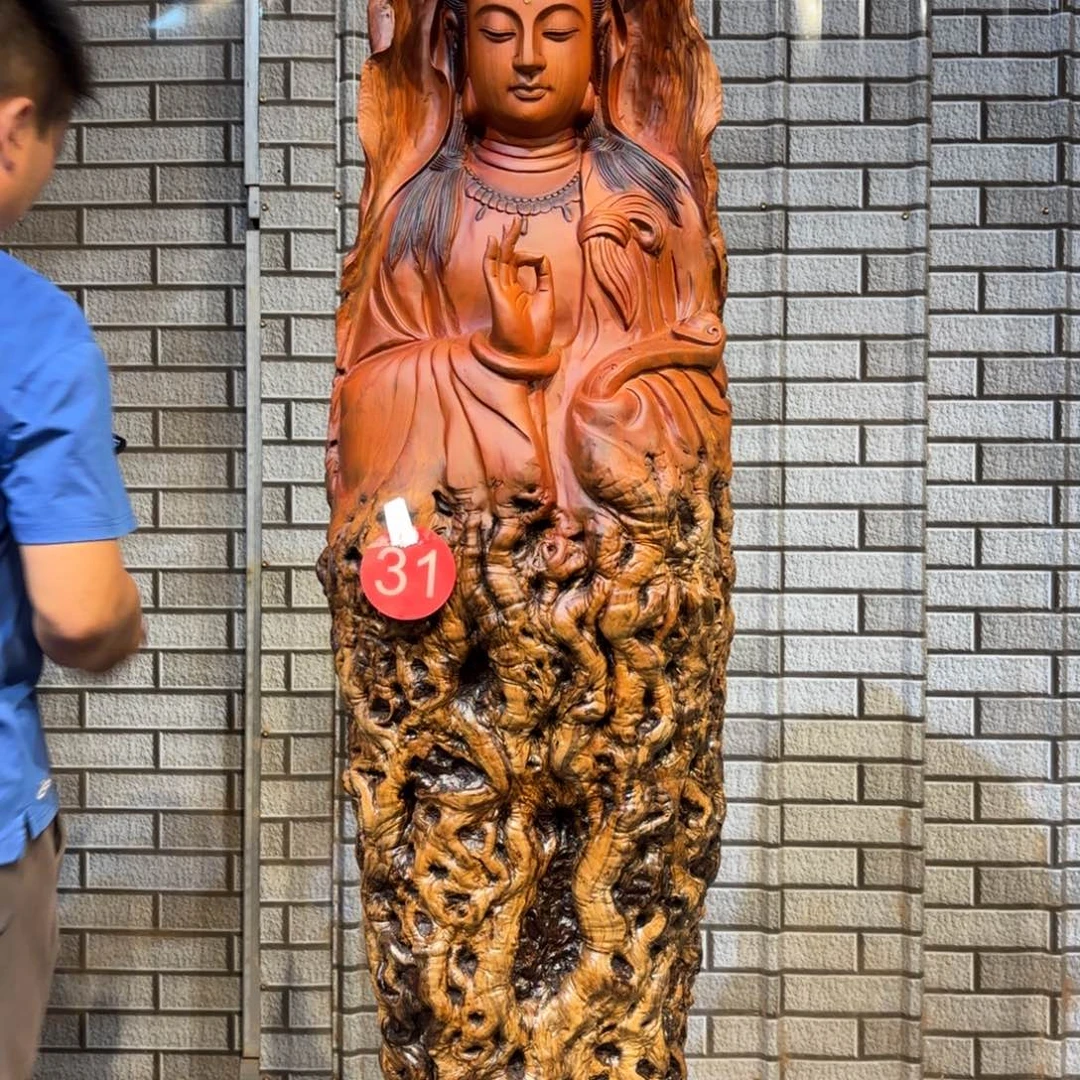 ༺***y枣木枣木材质南海观音182 42 42《不上楼不入户》