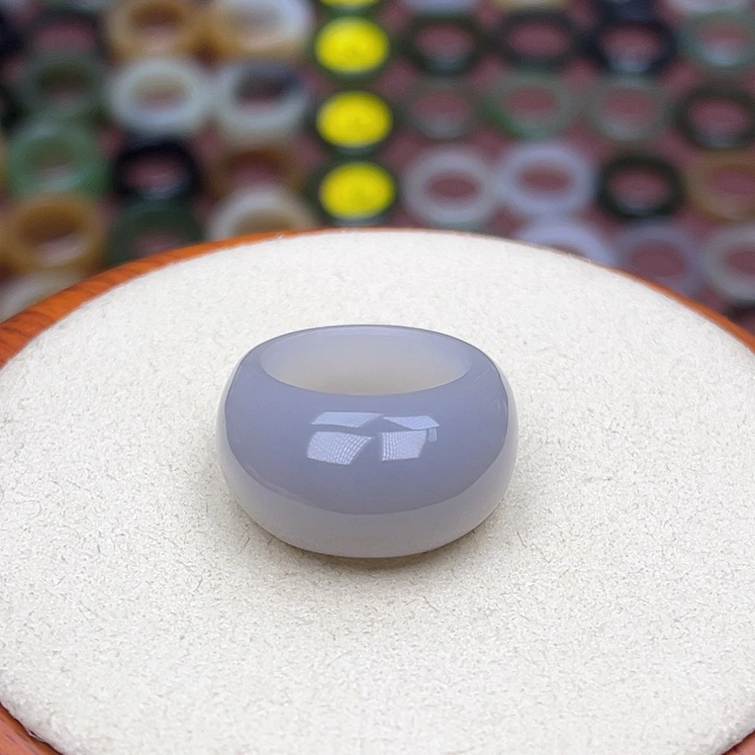 和田玉戒指未镶嵌16.6内径13圈烟紫馒头