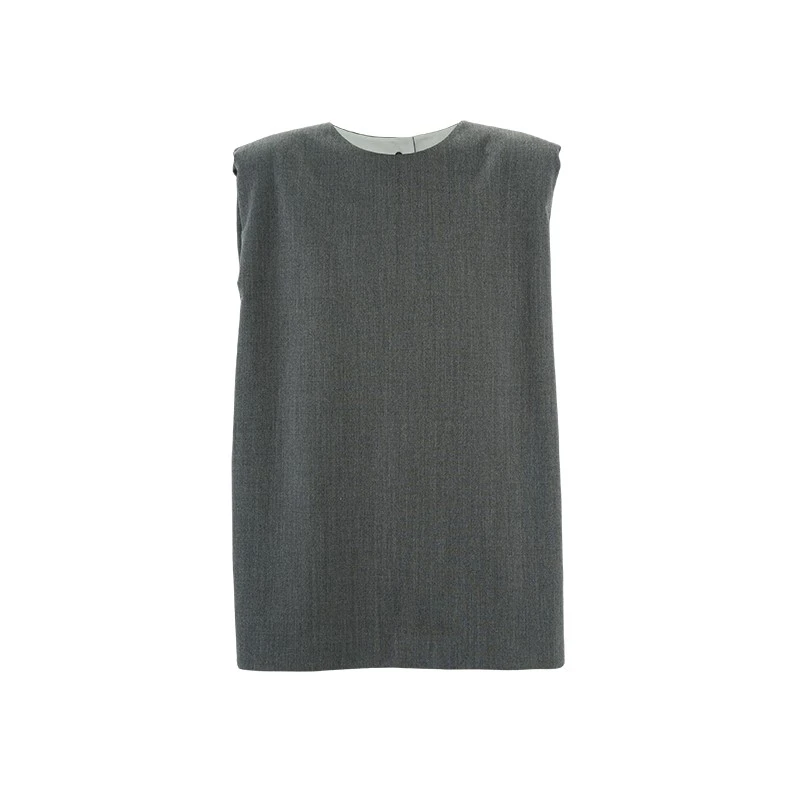 YOEYYOU 25春夏 21083 灰色宽肩无袖上衣女时尚休闲