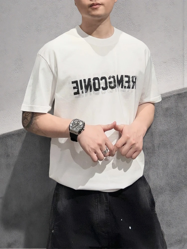 夏季新款青年高品质圆领套头短袖男休闲舒适印花字母个性T恤流行