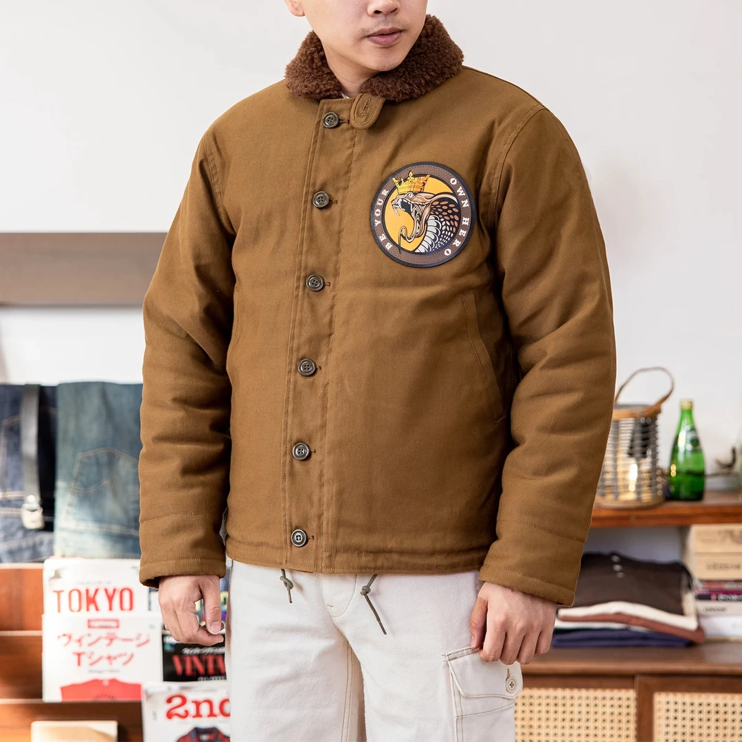 海哥&红风 蛇年N1甲板服夹克男复古秋冬宽松加厚工装羊驼毛外套