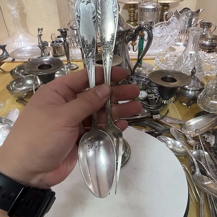 J***子贵金属欧洲中古老物件勺叉