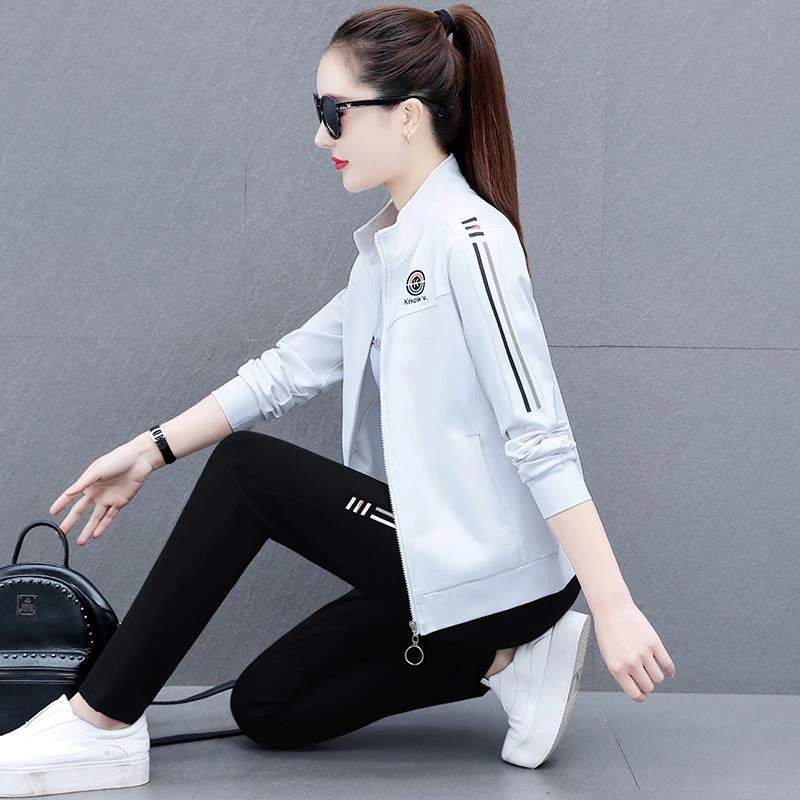 潮牌潮运动套装女2025春秋新款时尚洋气减龄休闲立领外套两件套