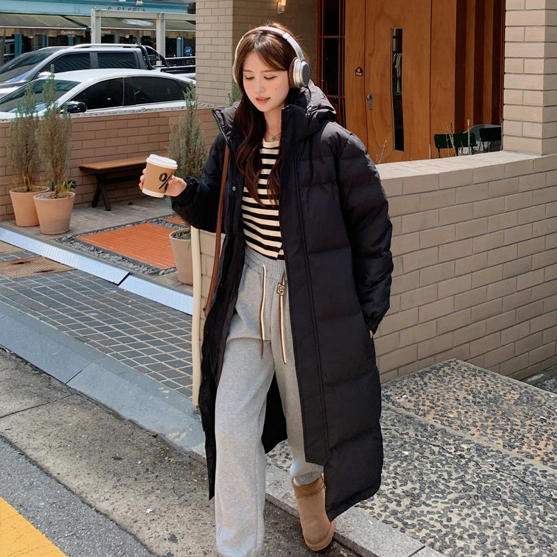 桃可乐新90羽绒服女2025新款长款加厚外过膝外套宽松大码情侣韩版