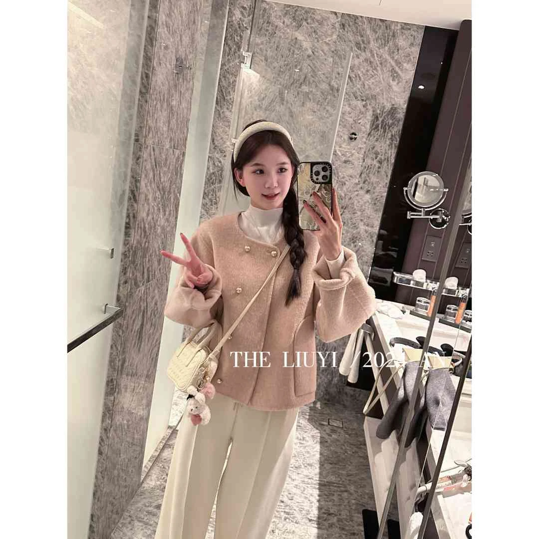 【LIUYI】桃乐丝～羊毛混纺双面呢大衣外套49269