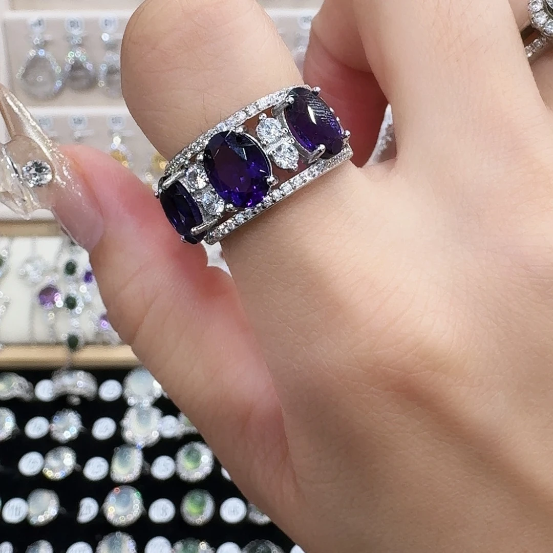 星***️银S925镶嵌蛇纹石玉戒指