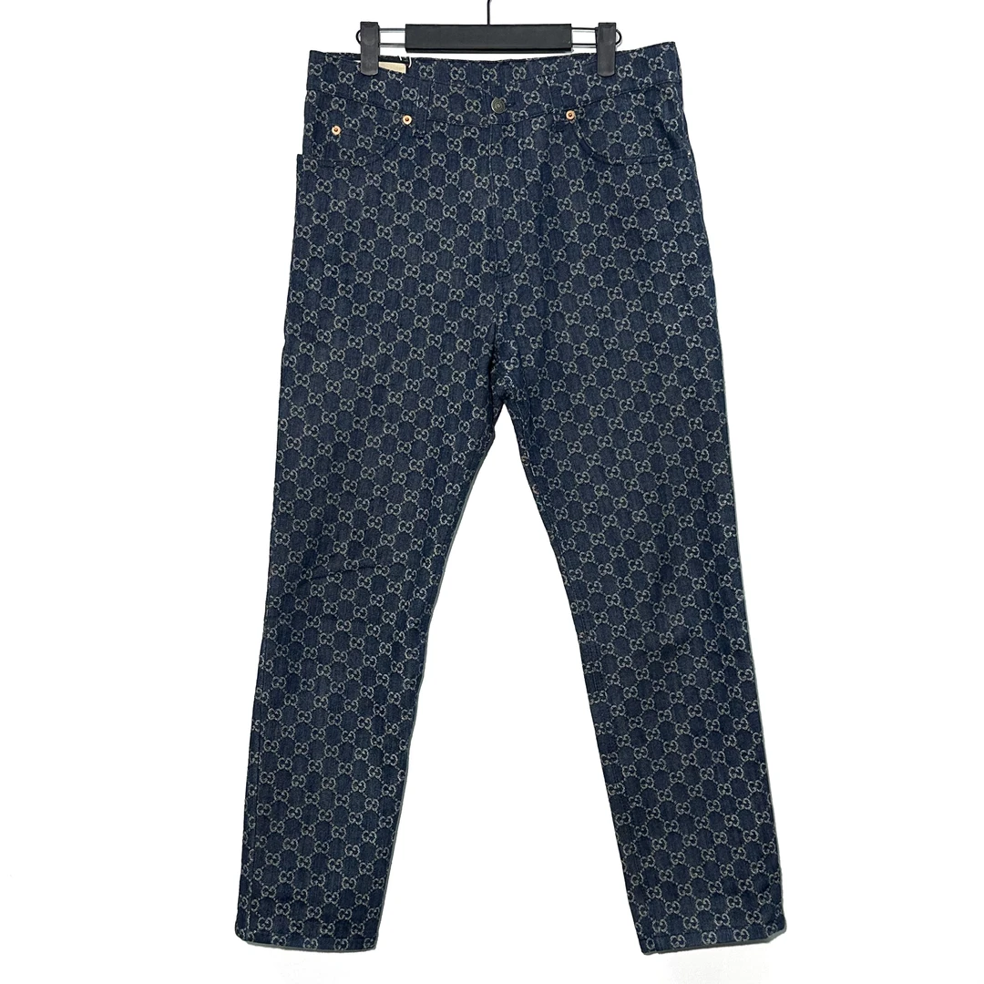 未使用 GUCCI/古驰 33码 满印logo牛仔裤 0699