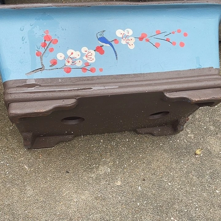 45蓝点菜马槽花盆紫砂花盆