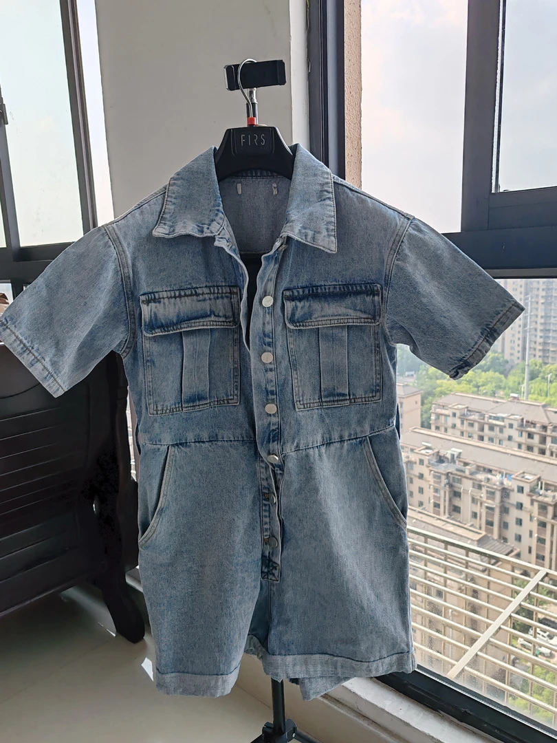 女士牛仔连体短裤时尚百搭可爱风