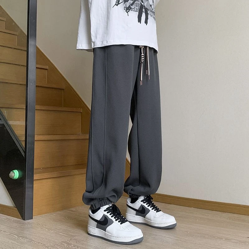 特大码2-300斤胖m春秋冬男女直筒裤美式加绒加厚休闲遮肉阔腿卫裤