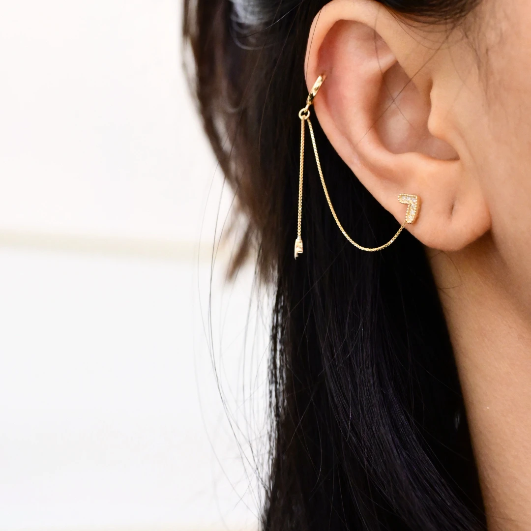 【JSZ】18k金天然钻石的一款多戴耳骨扣，时尚个性十足（单只）