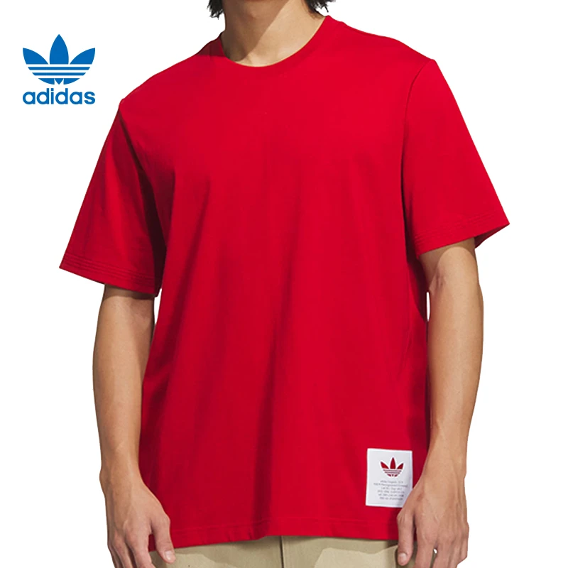 adidas Originals三叶草男子LABEL GFX TEE针织无领短T恤JX2536