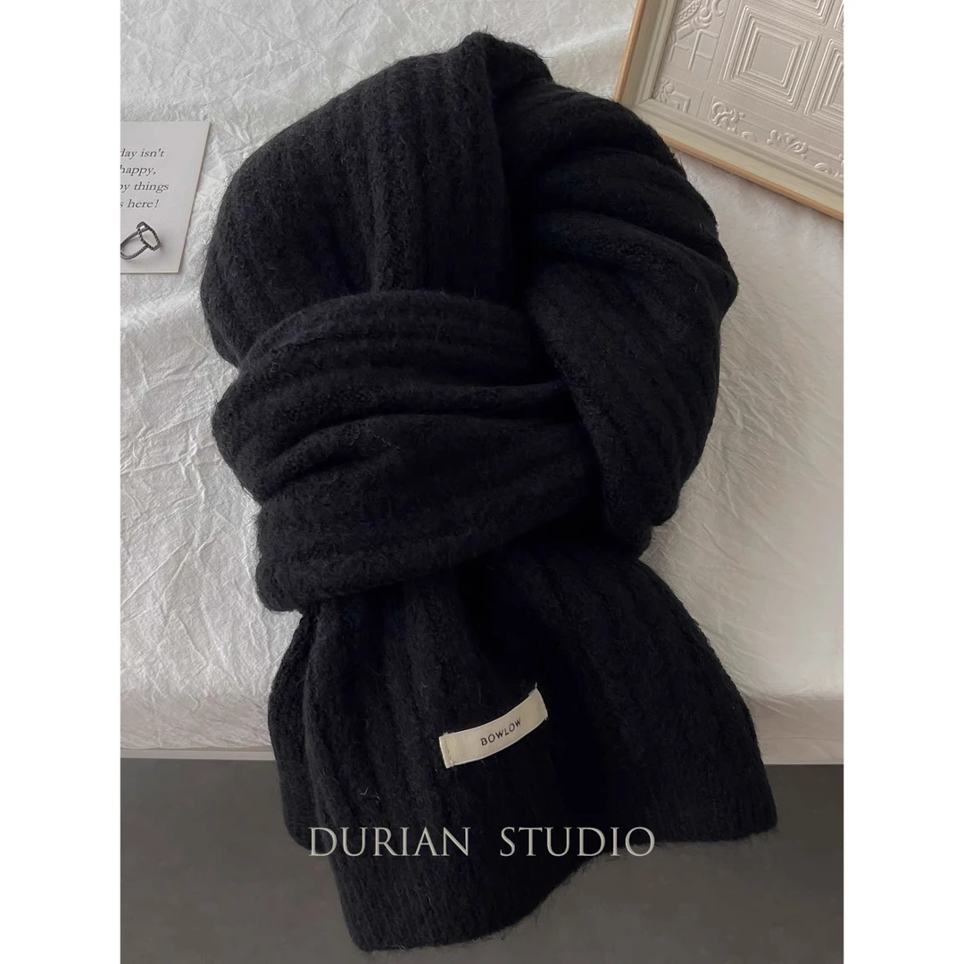 【Gao】纯色羊毛混纺针织围巾女冬季保暖百搭韩版ins简约围脖学生