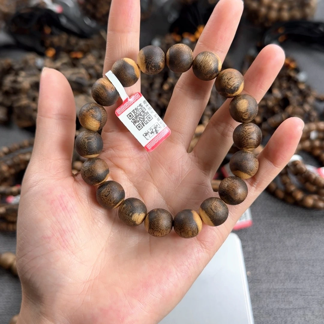 沉香碎屑沉香卡1.2圆珠单圈13克+