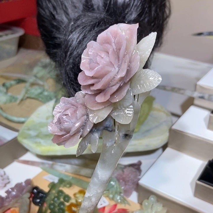 蛇纹石玉发饰未镶嵌霖*