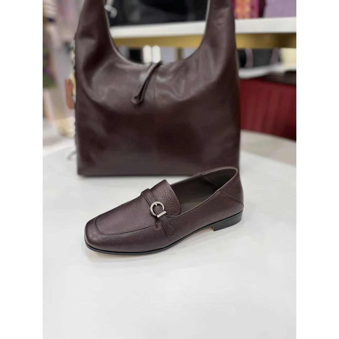 通勤超软小皮鞋复古乐福鞋平底一脚蹬女鞋A3-4232