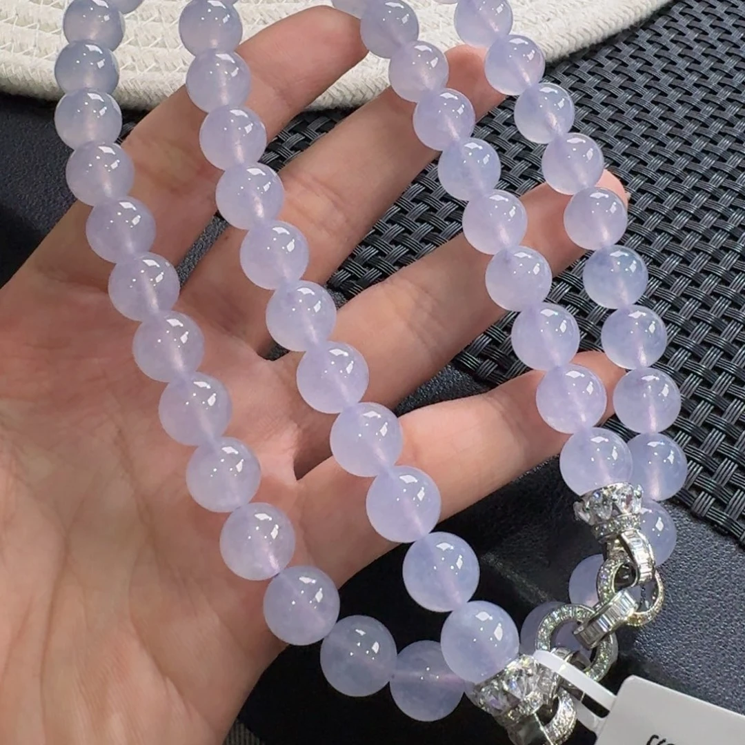 翡翠手链未镶嵌高冰波红春紫项链卡10 高货大漏！昭仪之星！