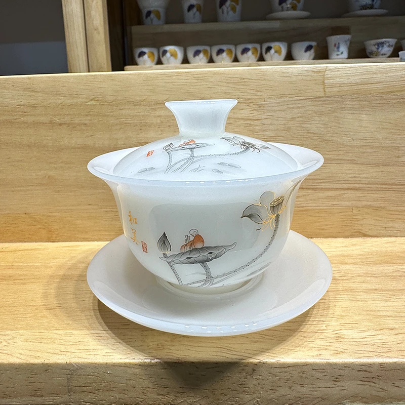 璞玉荷花盖碗（130ml）