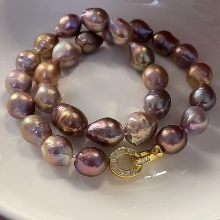 项链银S925镶嵌淡水珍珠