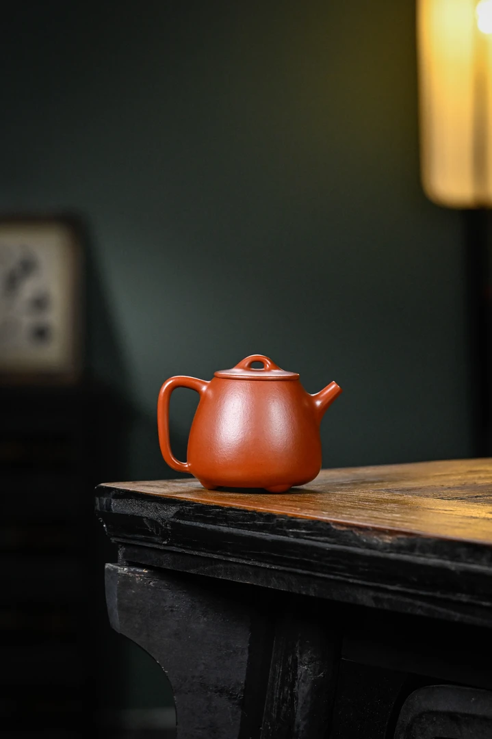 【朱泥·高石瓢壶】老林出品原矿紫砂朱泥手制精美高石瓢175cc翟