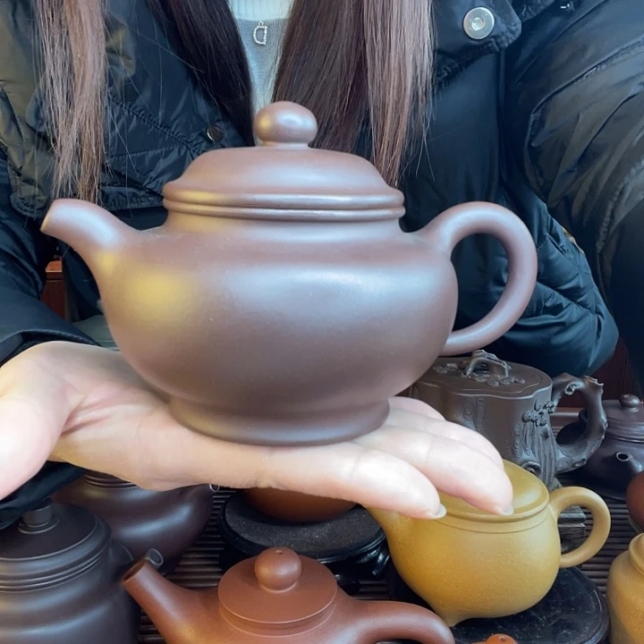 紫砂茶壶竹**风掇只容量约300盖子松动