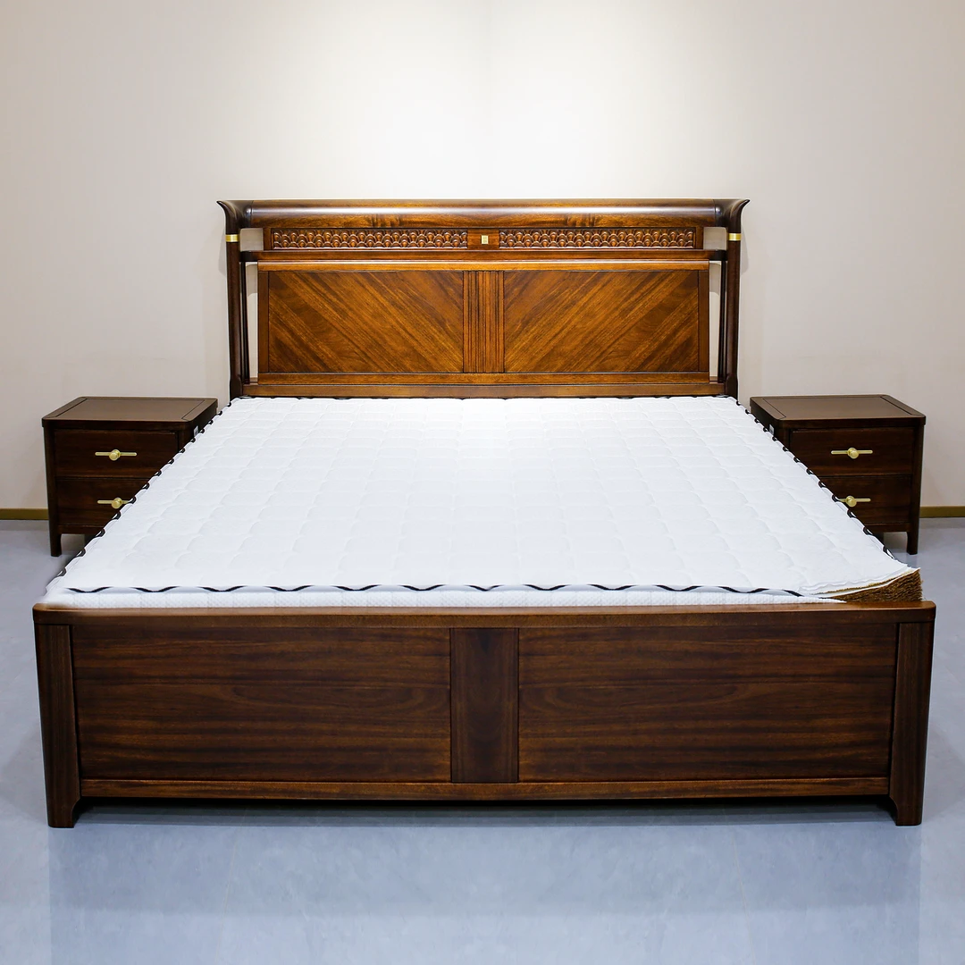 （大利家具）006-HFT9黑檀木大床新中式家用双人床主卧室成套高箱