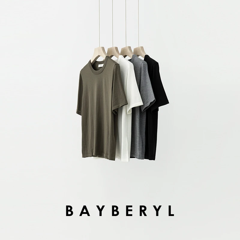 BAYBERYL老贝黄金羊毛两组领三角百搭25秋短袖针织衫ZZS5F0902