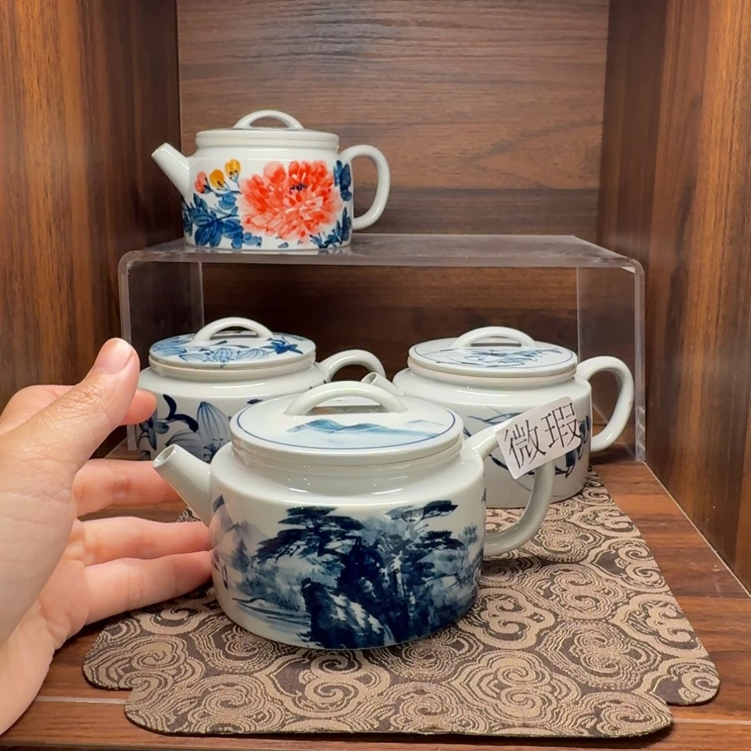 釉下手手绘茶具微瑕