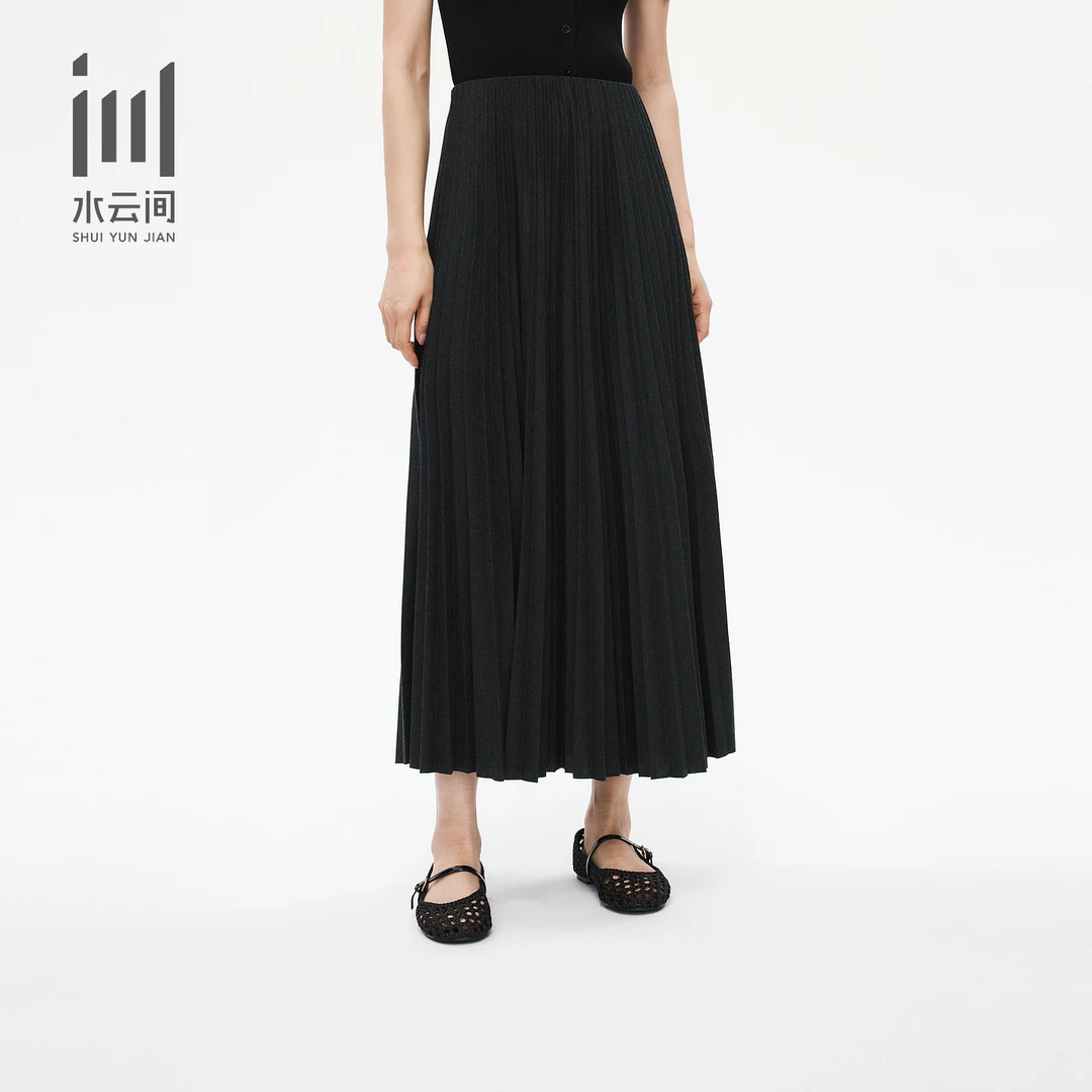 水云间女装 优雅气质宽松简约显瘦百褶裙半身裙26春新款12610329