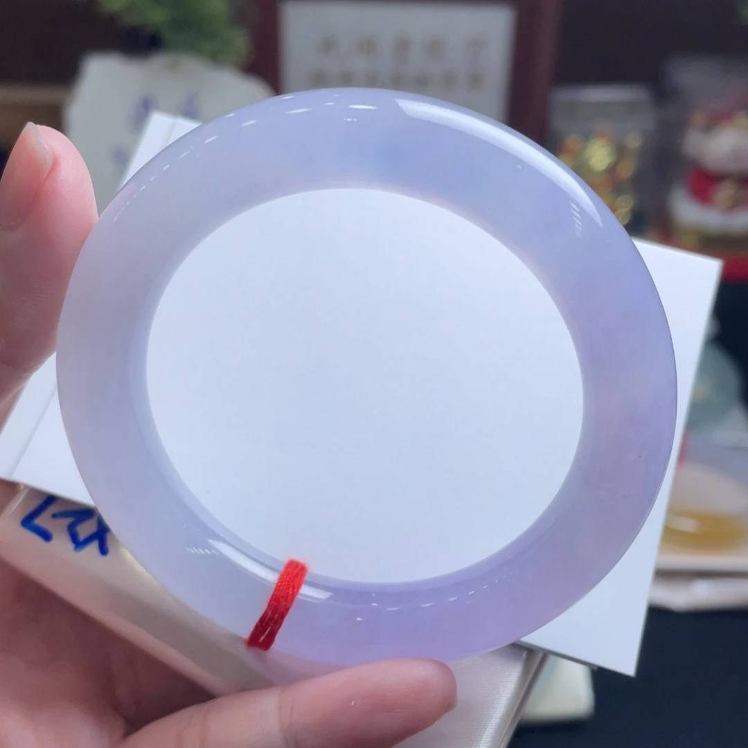 翡翠未镶嵌手镯53.3粉冰胶 桃花粉紫