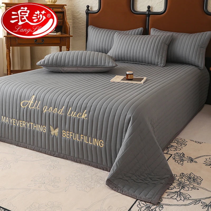 浪莎纯棉床盖单件2025新款高档全棉榻榻米防滑床单三件套四季通用