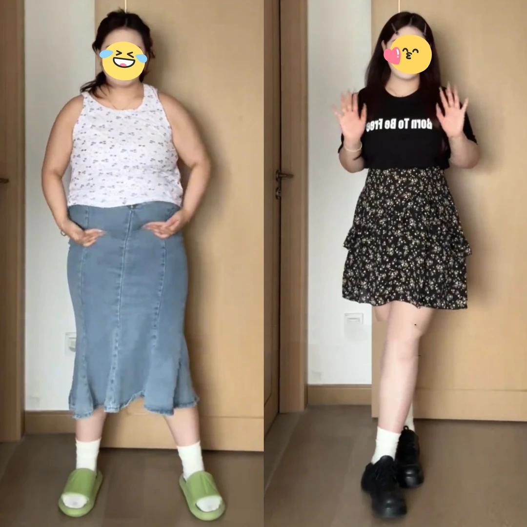 大码假两件开叉显瘦收腰连衣裙女夏季微胖mm正肩T恤拼接碎花短裙