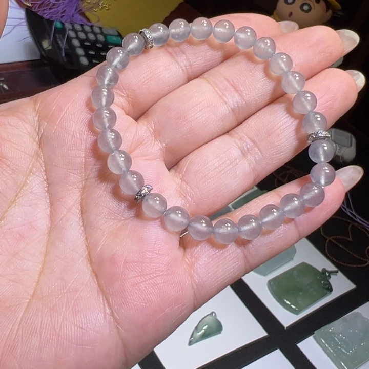 翡翠18K金镶嵌手链高冰串