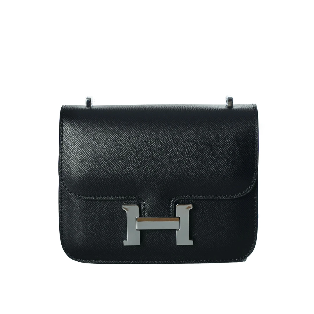 轻奢时尚简约风百搭女士新款手提包BV19-银扣-黑色