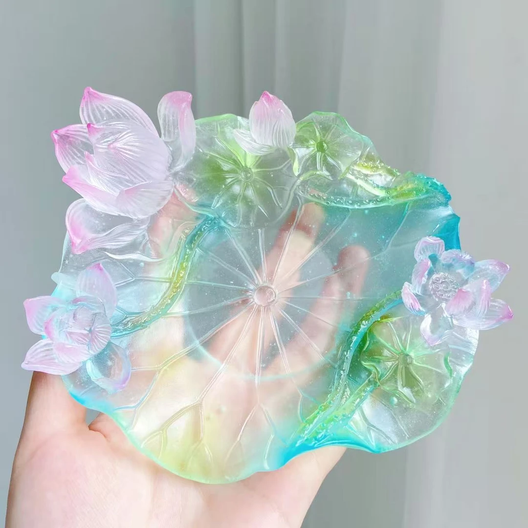 【荷气生才】青蓝渐变琉璃杯垫 荷气生才杯垫 7259