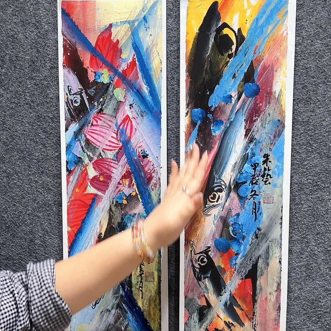 国画纯手绘画心原创