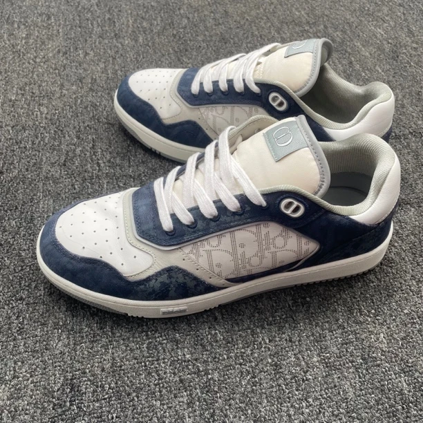 95新 DIOR/迪奥 B27 蓝白牛仔低帮板鞋42码98新公价10500