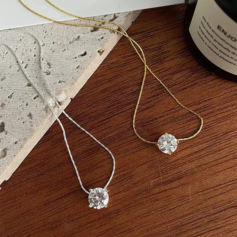 钛钢项链 韩系简约百搭小方块吊坠项链韩系简约百搭款