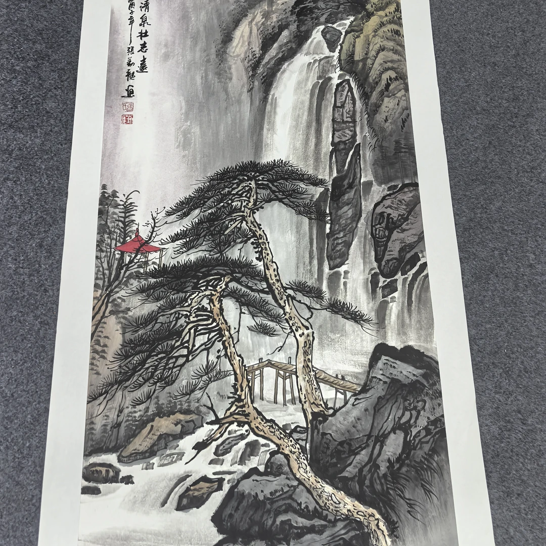 老字画中堂《山水》尺寸101×50