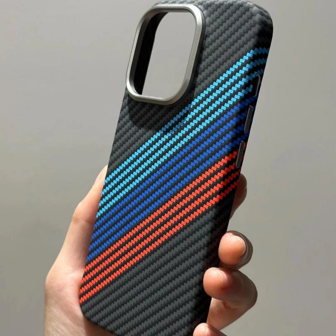 高品质【宝马三色】凯夫拉PC适用苹果iPhone12/15promax手机壳磁吸