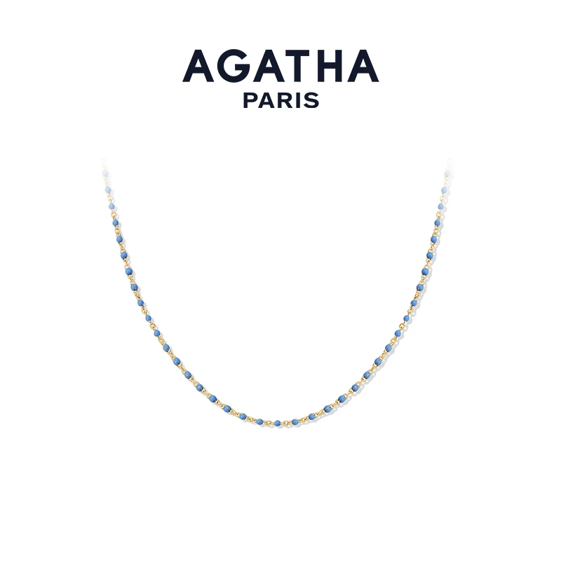 AGATHA 铜合金珐琅项链 经典串珠项链设计感法式小米珠D